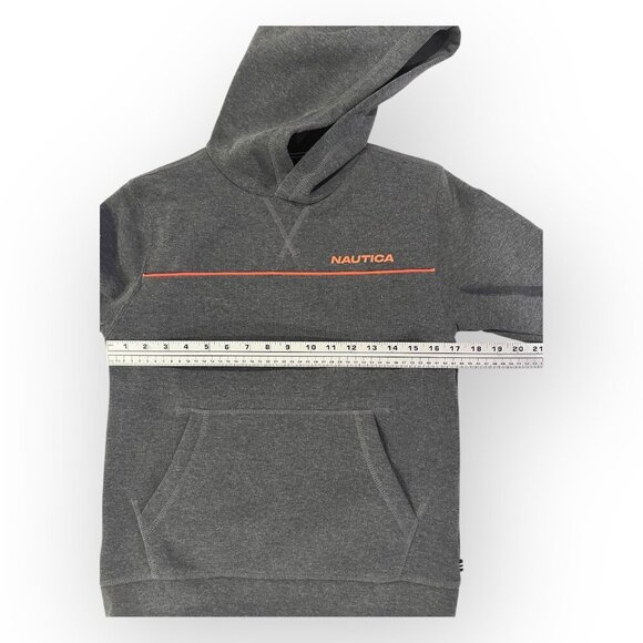 Nautica Pullover Hoodie Gray Sweatshirt w Front Pocket Size Boys Medium 10/12 - Picture 7 of 14